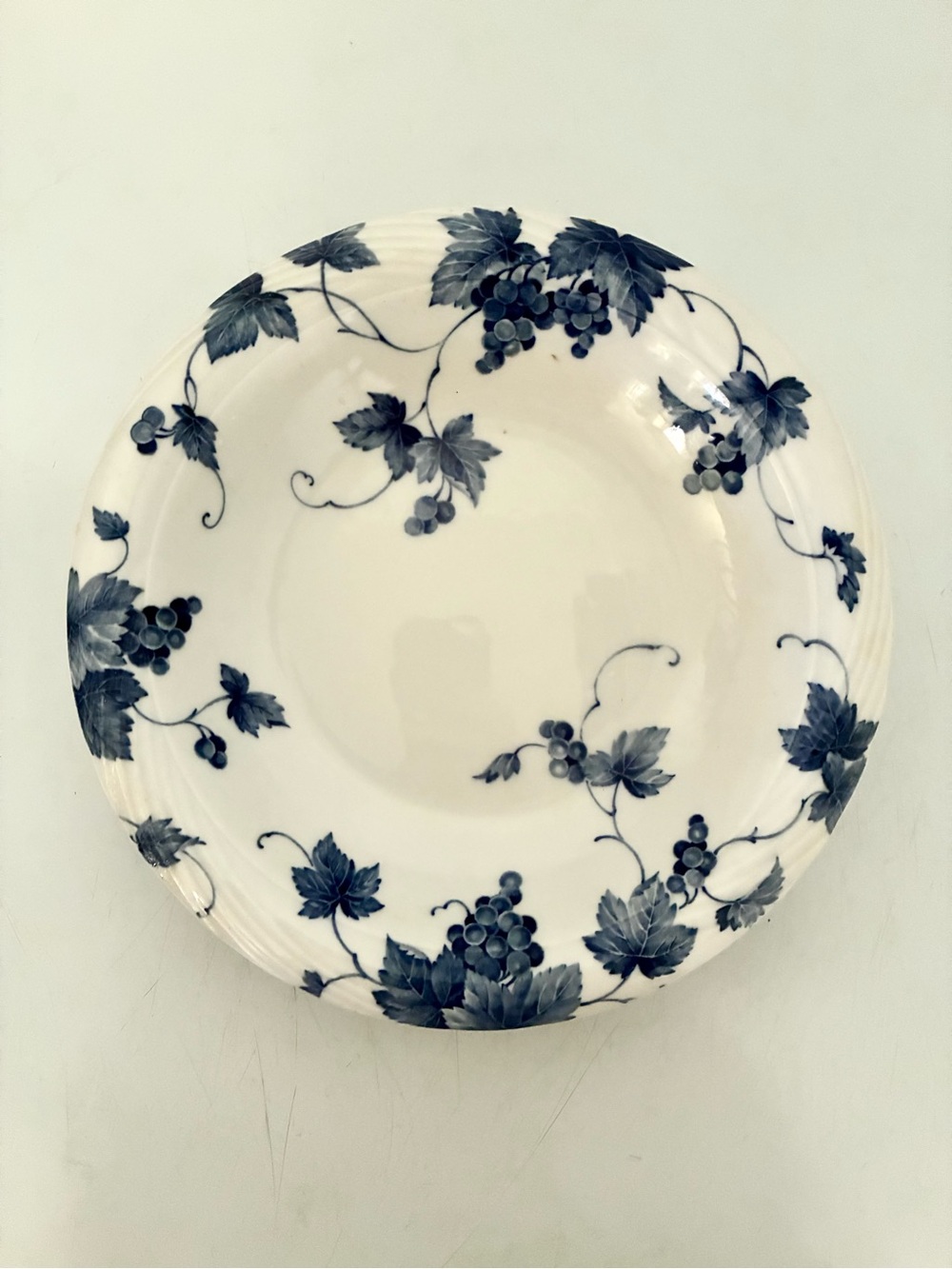 2 Adam & Eve White Ceramic Serving Bowl with Blue Grape Vine Design